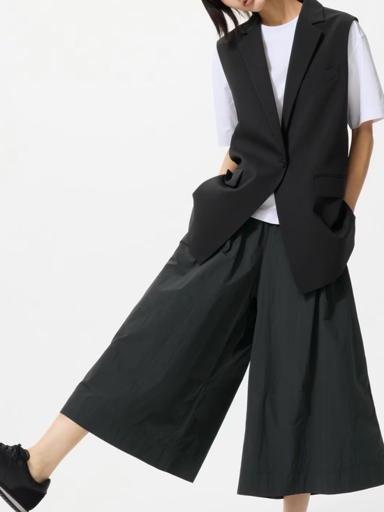 Uniqlo Pants - Uniqlo Black Wide-Leg Cropped Palazzo Pants